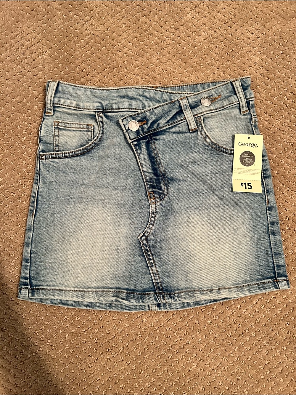 George Girls Faded Light Blue Denim A-Line Mini Skirt